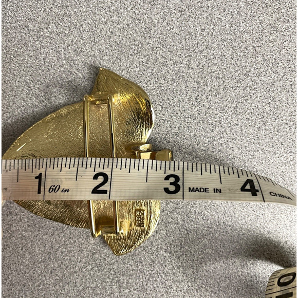 Mimi Di N Leaf Belt Buckle Gold-Tone Statement Vintage 1981s "Fits 2in Belt" - Picture 7 of 8